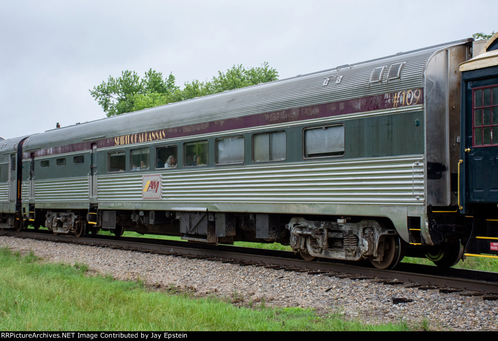 AM Diner-Lounge #109 "Spirit of Arkansas" is part of the consist of a southbound excursion train